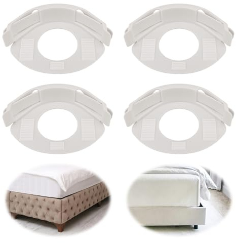 4pz Clip Ferma Lenzuolo con Strisce di Bloccaggio, Porta Lenzuolo Antiscivolo con Blocco Mantiene Le Lenzuola Ordine Lenzuola Angoli Rimovibili Clip Angolari per Coprimaterassi Coperte (Bianco)