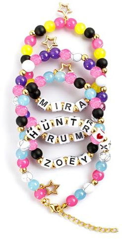 HOVCEH för Kpop Demon Hunters Merch, matchande armband med bokstäver, stapelbara stretcharmband för Kpop fans födelsedagspresenter, tillbehör för konsertoutfit och vänskapssmycken, Große, Glas, Glas