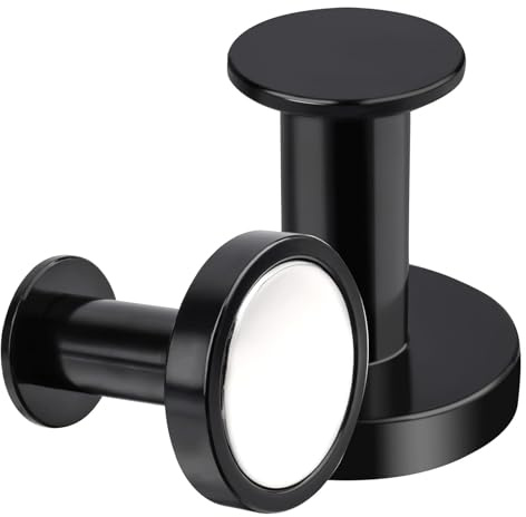 Kaiyzo Ganci Magnetici Extra Forti, Magneti N38 Alte Prestazioni, Ganci Porta Magnetici per Frigorifero Porte Metallo Officina, Nero, Confezione da 2