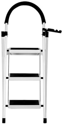 Escabeau 3 Marches Pliable–Marche Pied Antidérapant–Petit Escabeau Léger et Portable–Échelle de Bricolage Compacte pour Maison et Jardin–(C) 104 x 57 x 41,5 cm – 3 étapes (Blanc)