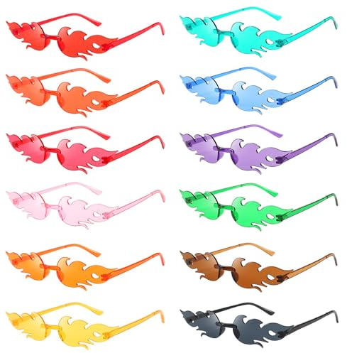 Noaxylic 12 Piezas Gafas de Sol,Gafas de Sol con llama, Gafa de Colores