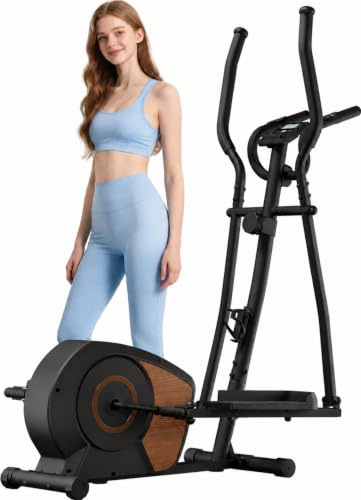 Aeriflo Ellittica da Casa Silenziosa, Magnetica, Volano 6 kg, 16 Livelli | Ellittica con Bluetooth e App, schermo LCD, ruote di trasporto, design salvaspazio per il cardio a casa