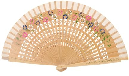 Abanico de Mano Plegable Vintage Español 1 Pieza de Madera | Abanicos Madera, Floral Clásico, Plegable Portátil, Adorno Decorativo Elegante para Baile y Boda