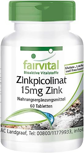 Fairvital | Zinkpicolinat 15mg Tabletten - 60 Tabletten - HOCHDOSIERT - VEGAN