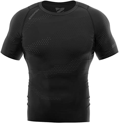SMMASH T-Shirt De Compression Maillot De Compression pour Hommes Maillot De Course À Manches Courtes