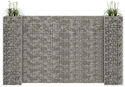 Tidyard Corbeille à plantes Gabion en forme de H - En fil d'acier - 260 x 40 x 40 cm - 260 x 40 x 100 cm - 260 x 40 x 150 cm - 260 x 40 x 200 cm