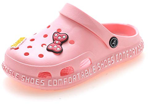 ZYLDK Zuecos Unisex Niños Sandalias de Playa Antideslizante Respirable Piscina Jardín Zapatos Abierta de Verano Chanclas,Rosa a,32