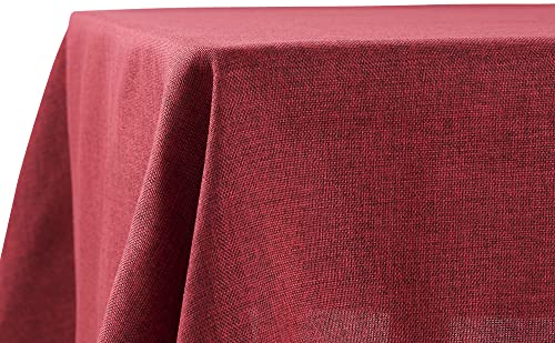 Decomira Tischdecke wasserabweisend Leinen-Optik - Fleckschutz, abwaschbar - Garten-Tischdecke Outdoor, Tischtuch Esstisch - Rot - 110x140 cm