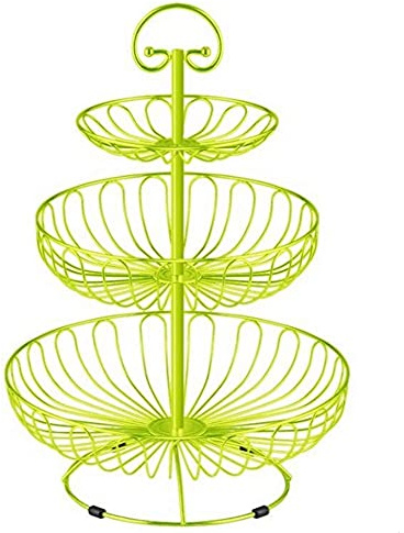 YRHH Fruit Etagere Metal Fruit Bowl 3 Tier Fruit Bowl Decorative Fruit Basket for The Kitchen Living Room Sorting Out Fruit-Grün