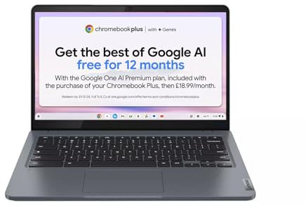 Lenovo IdeaPad Slim 3 Chromebook Plus | 14 Inch Full HD Laptop | Intel Core i3-N305 | 8GB RAM | 256GB SSD| Chrome OS | Storm Grey