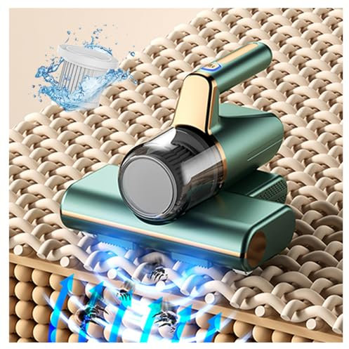 MELLYD Aspirateur Anti-Acariens, éLimine 99,9% des BactéRies, AllergèNes, Acariens Nettoyeur D'Acariens avec LumièRe UV Et Vibration Nettoyeur De Lit sans Fil pour Le Nettoyage,Green