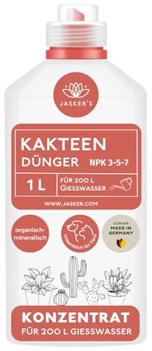 Kakteendünger flüssig 1 L - Kaktusdünger Konzentrat - 100% Schnelldünger - Kaktus Dünger für 200 Liter Gießwasser - Wurzel & Blatt Flüssigdünger - Kakteen Dünger mit Langzeitwirkung