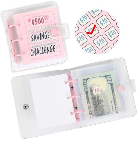 Mini Money Saving Envelope Challenge, $500 Savings Challenge Binder Mini Budget Binder with Cash Envelopes Reusable Budget Book with Cash Envelopes Envelope Savings Challenge