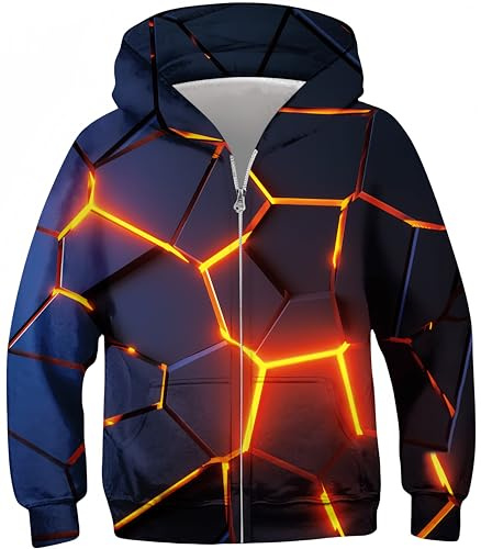 Ocean Plus Pojke Hoodie med Dragkedja – Mjuk & Tålig Digitaltryckt Tröja för Barn – Långärmad Vardagströja för Höst/Vinter