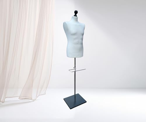 LUSORIA Schneiderpuppe, Schneiderbüste männlich mit Hosenhalter Farbe - weiß/schwarzer Standfuß …
