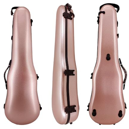 ModouString Violin Case 4/4 Full Size ā Carbon Fiber Lightweight & Durable Violin Hard Case with Soft Padding, Built-in Thermometer, and Comfortable Handle for Optimal Protection (rose-gold)