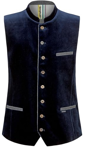 Bergfeuer Trachtenweste Tozzi Gilet Tradizionale, Blu Notte, 58 Uomo