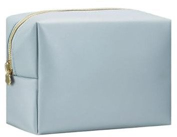 PU-läder sminkväska toalettväska liten sminkväska resesminkväska för kvinnor, fru, flickvän, flicka, brudtärna, BLÅ, Minimalism
