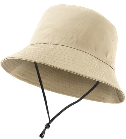 NOEMIN Men's Bucket Hat - Oversize XL/XXL/XXXL Quick Dry Fisherman Hat Lightweight Sun Protection Foldable Adjustable with Chin Strap for Beach Travel and Outdoor Activities Khaki