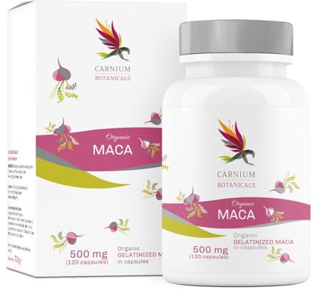 Carnium Botanicals Bio Maca Kapseln 500 mg – Hochkonzentrierte Maca Peruana für Männer & Frauen – Vegane, glutenfreie Formel – 120 Kapseln