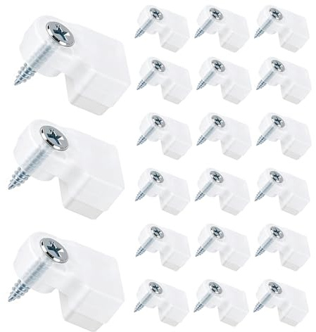 fallingstar 25 Pack Glass Retainer Clips with Screws - Universal Cabinet, Window, Door & Mirror Fixing Clips - Durable Transparent Panel Holder (Clear)
