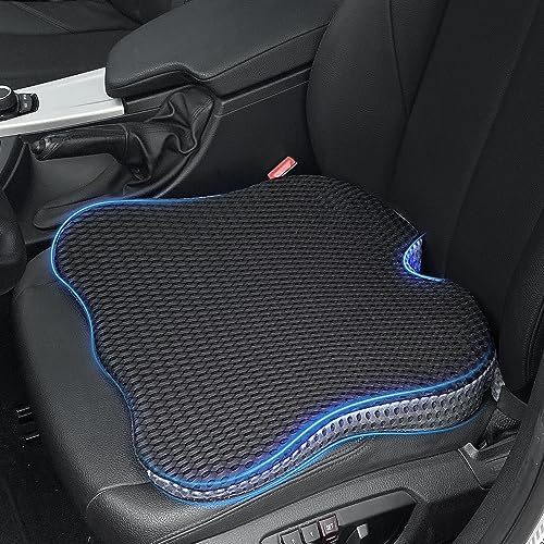 Qutool Cuscino Per Wedile a Cuneo Dell'auto, Per Sedile di Rialzo, Cuscino in Schiuma di Memoria per Dell'auto Per il Sedile Del Conducente (Nero, Morbido)