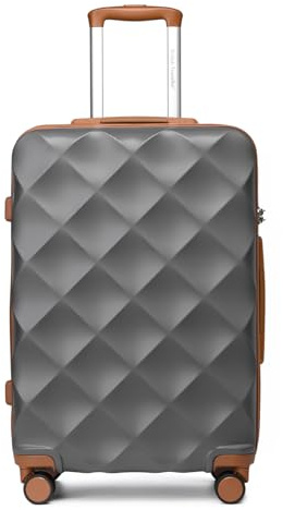British Traveller Valigia Rigida Media 64CM Trolley Medio con Rotelle,Grigio