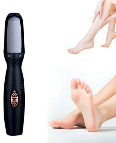2025 Nueva lima eléctrica para pies, depiladora de pies 2 en 1, removedor de piel muerta para pies, para piel muerta seca, talones agrietados, callos (negro)