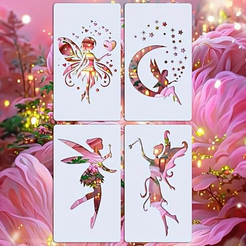 Fairy DIY Template Set, Stencils for Painting with Patterns, Stencils for Crafts Reusable Collection, Scallop Border Stencil for Creative Edging, Journal Stencil and Scrapbook Supplies
