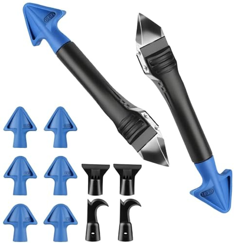 5-in-1 Multi-Function Caulking Tool & Caulk Remover – Professional Stainless Steel Scraper for Silicone, Grout & Sealant Removal – Ideal for Bathroom, Kitchen, Tile, Window, Sink & Floor Joints