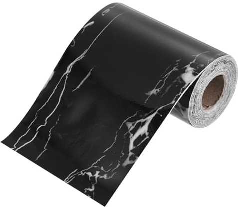QUARKZMAN Papel De Mármol Negro De 3.94 X 33 Pies, Cinta De Grano De Madera Autoadhesiva Pegatina De Borde De Papel Tapiz De Mármol Parche De Reparación De Grano De Madera