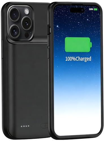 MIGAFEI Funda de batería para iPhone 15 Pro Max, 13800 mAh, recargable, inteligente, funda de carga extendida compatible con iPhone 15 Pro Max (batería de respaldo de 6.7 pulgadas, color negro)