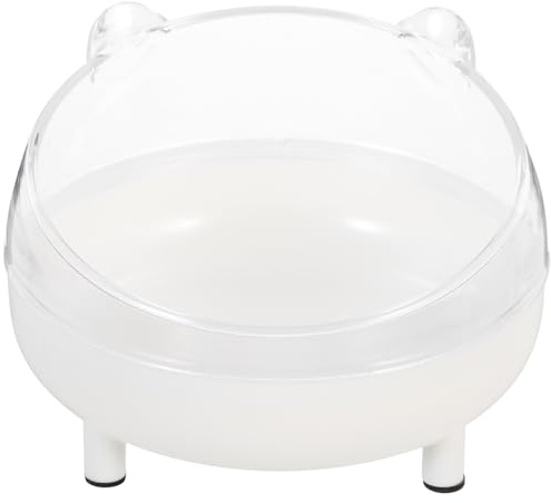 LOORGVEL Petit Bac à Sable Blanc pour Hamster et Chinchilla Bac de Bain Compact en Plastique Transparent Toilette et Salle de Bain pour Petits Animaux à Usage Quotidien Facile à Nettoyer