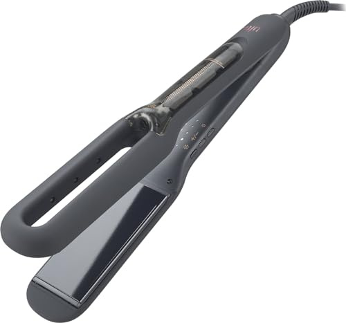Lothmann Paris Lisseur à Vapeur Froide Steam Liss, Plaques Céramique 100x45mm, 4 Réglages Température 150-230°C, Noir
