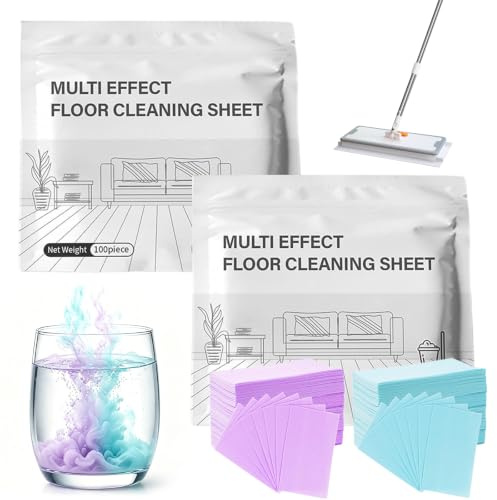 200 stycken Multi Effect Floor Clean tabletter vattenlösliga golvrengöringsservetter golvrengöringstabletter med doft lämpliga för kakel laminat och massiva trägolv, skonsam mot golvet