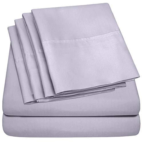 Sweet Home Collection Queen Sheets Lilac - 6 Piece 1500 Supreme Collection Fine Brushed Microfiber Deep Pocket Queen Sheet Set Bedding - 2 Extra Pillow Cases, Great Value