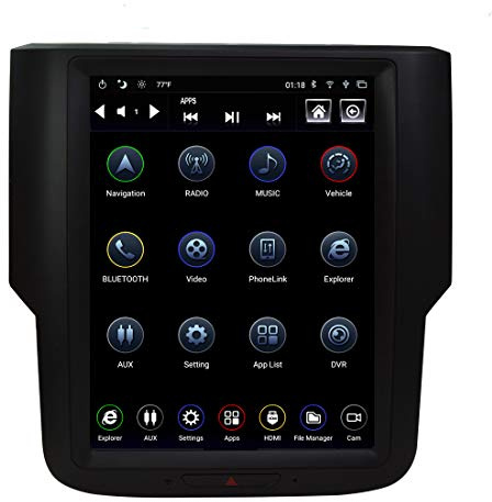 LINKSWELL T-Style 10.4 Inch Radio Replacement for RAM 2013-2018 Trucks 1500 2500 3500 GPS Navigation Android Head Unit Multimedia Player HDMI/BT/USB/AUX/WiFi Car Stereo TS-DGPU10-4RR-4B