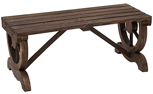 Outsunny Gartenbank Holz Wetterfest Sitzbank Gartenmöbel Rustikale Bank Natur 98 x 50 x 39,5 cm