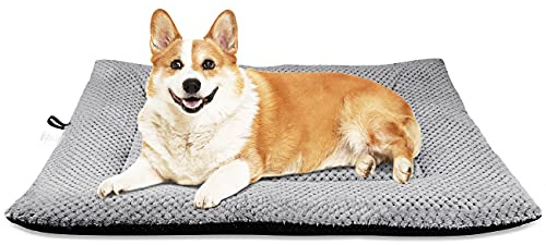 Onarway Dog Bed Mat Medium: Washable Fluffy Dog Bed Cushion for Cats Puppies - M 76x54cm Sherpa Dog Crate Mattress for Medium Pets Grey