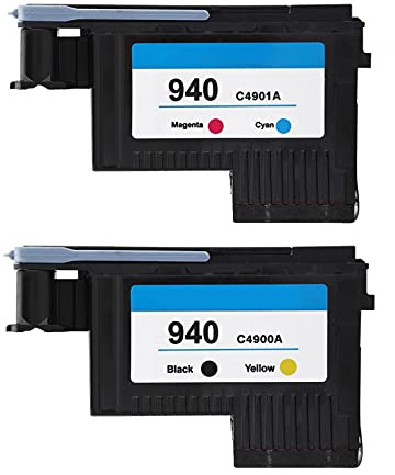 Druckkopf, Stabiles Druckkopf-Ersatzkit Druckerersatzteile Druckkopf für 940 C4900A C4901A 8000 8500-Seriendrucker für Office School Home Printer(Schwarz und Gelb + Rot und Blau)