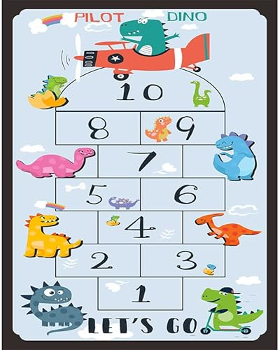 Tappeti Design Alfombra de Juegos para bebés Rayuela de números Rosas, | Antifrío y Antideslizante | Educativo Sensorial | Lavable y no tóxico con-60x90cm