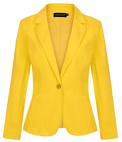 MINTLIMIT Casual Women's Jacket with One Button Closure and Cropped Length Effortlessly Chic and Comfortable. Y-Yellow XXL