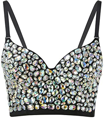 Strass-bh, sexig behå, dambh, bustier, push up, crop-topp, glitter, sportbh, starkt stöd, korsett, topp, klubb, fest, sexig, underkläder, pol, dansbehå, ädelsten, bikini, sexig – bh, glitter, behå