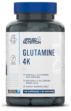 Applied Nutrition Glutamine 4K - L Glutamine 4000 mg Per Serving, Restore Amino Acid Levels (120 Capsules - 30 Servings)
