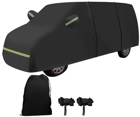 Vollgarage für VW T4 1995–2004, 210D wasserdichte Autogarage mit Baumwollfutter und Reißverschluss an der Seitentür, winddichten Bändern, Regen Schnee UV-Staub Allwetterschutz