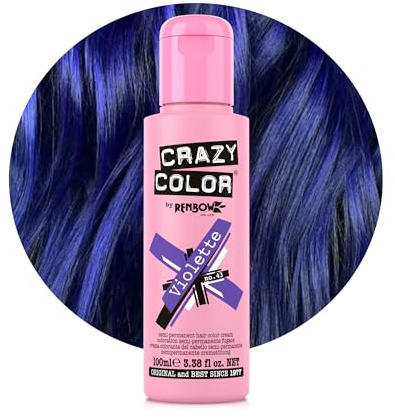 Crazy Color Vibrant Violette Semi-Permanent Hair Dye. Highly Pigmented Deep Purple Conditioning & Oil Nourishing Vegan Formula | No Bleach or Ammonia | 100ml
