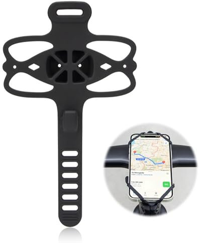 WEHOOM Smartphone Halterung Fahrrad, Silikon Handyhalterung Fahrrad, Universal Bike Phone Holder, Handy Fahrradhalterung, Fahrrad handyhalterung Lenker für 4 bis 7 Zoll Smartphones(Schwarz)