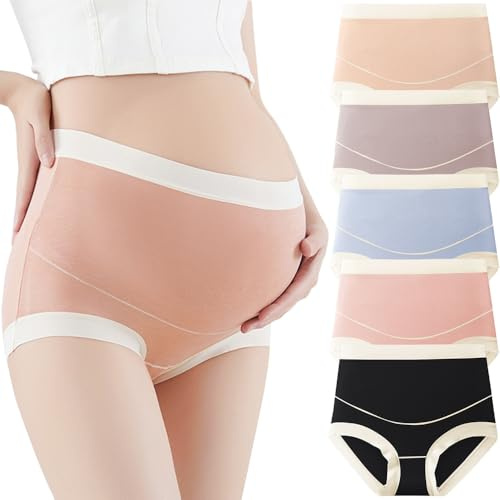 Hornice 5 Pezzi Mutandine Premaman a Vita Alta in Modal Comodo Elastico Senza Cuciture Biancheria Intima in Gravidanza,M-5XL