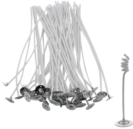 Stoppini per candele per realizzare candele, Stoppini per realizzare candele - Set di stoppini per candele pre-cerati - Kit stoppini per candele di soia da 50 pezzi, stoppini lunghi fai da te, fornitu