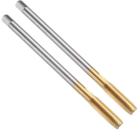 QUARKZMAN 2pcs Machos Roscar Flauta Recta, M8 x 1.25 120mm Extra Largo Métrico Recubierto Titanio Herramientas Roscado para Máquinas Fresado Roscas, Acero Rápido 6542 (HSS 6542)